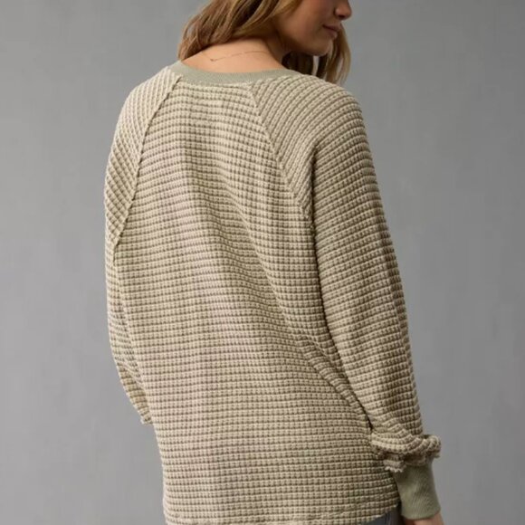 NWOT* AE Big Hug Notch Neck Waffle Sweatshirt - Picture 2 of 4